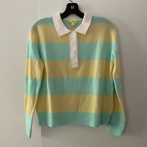 J. CREW Collared Cashmere Sweater in Rugby Stripe